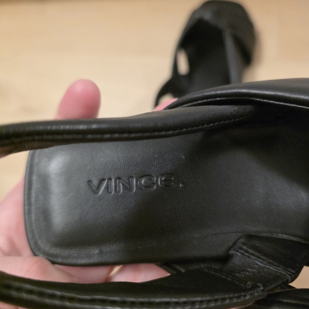 Vince Black Leather Elm Square Toe Knotted Minimalist Slingback Sandals Size 6M - Picture 9 of 9